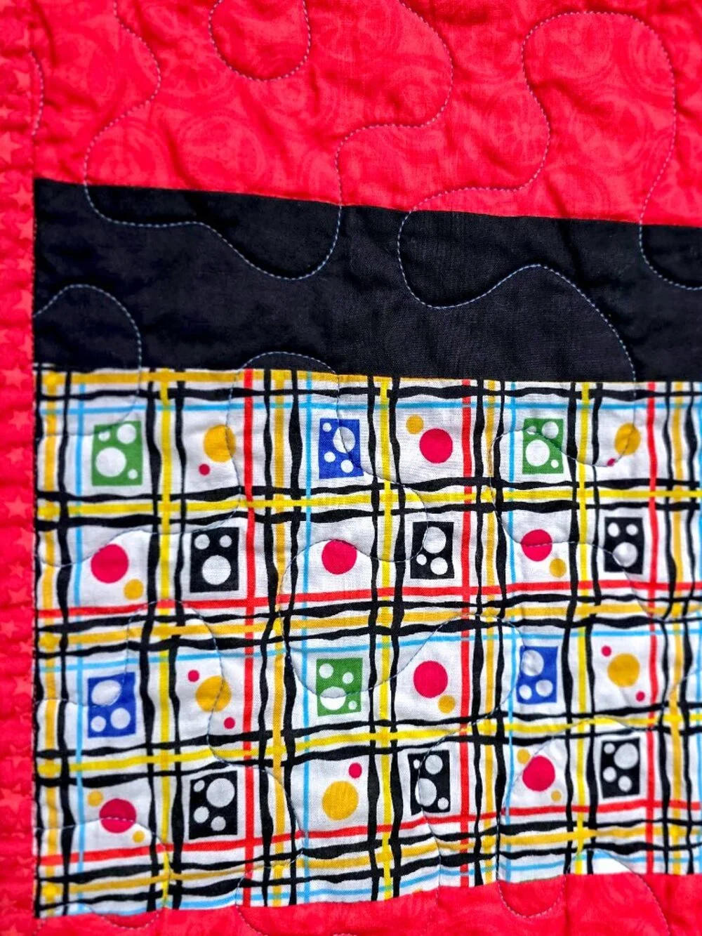 Retro Handmade Baby Quilt 36x45 | Clifford The Big Red Dog Crib Blanket